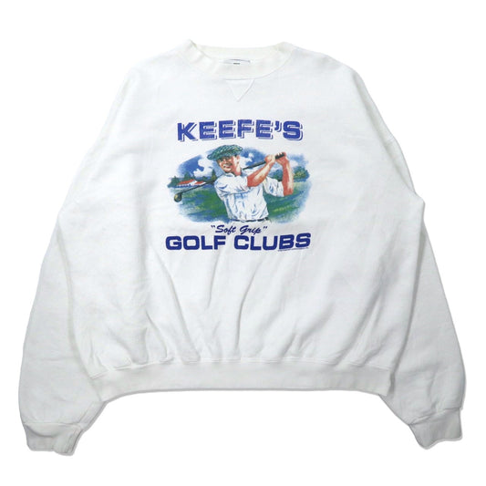 THE PERFECTSHIRT COMPANY ビッグサイズ プリントスウェット XXL ホワイト コットン 裏起毛 KEEFE'S GOLF CLUBS 90年代 USA製-VINTAGE-古着