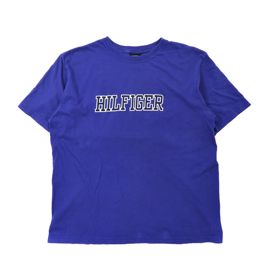 TOMMY HILFIGER Tシャツ L ブルー コットン ロゴプリント 90年代-TOMMY HILFIGER-古着