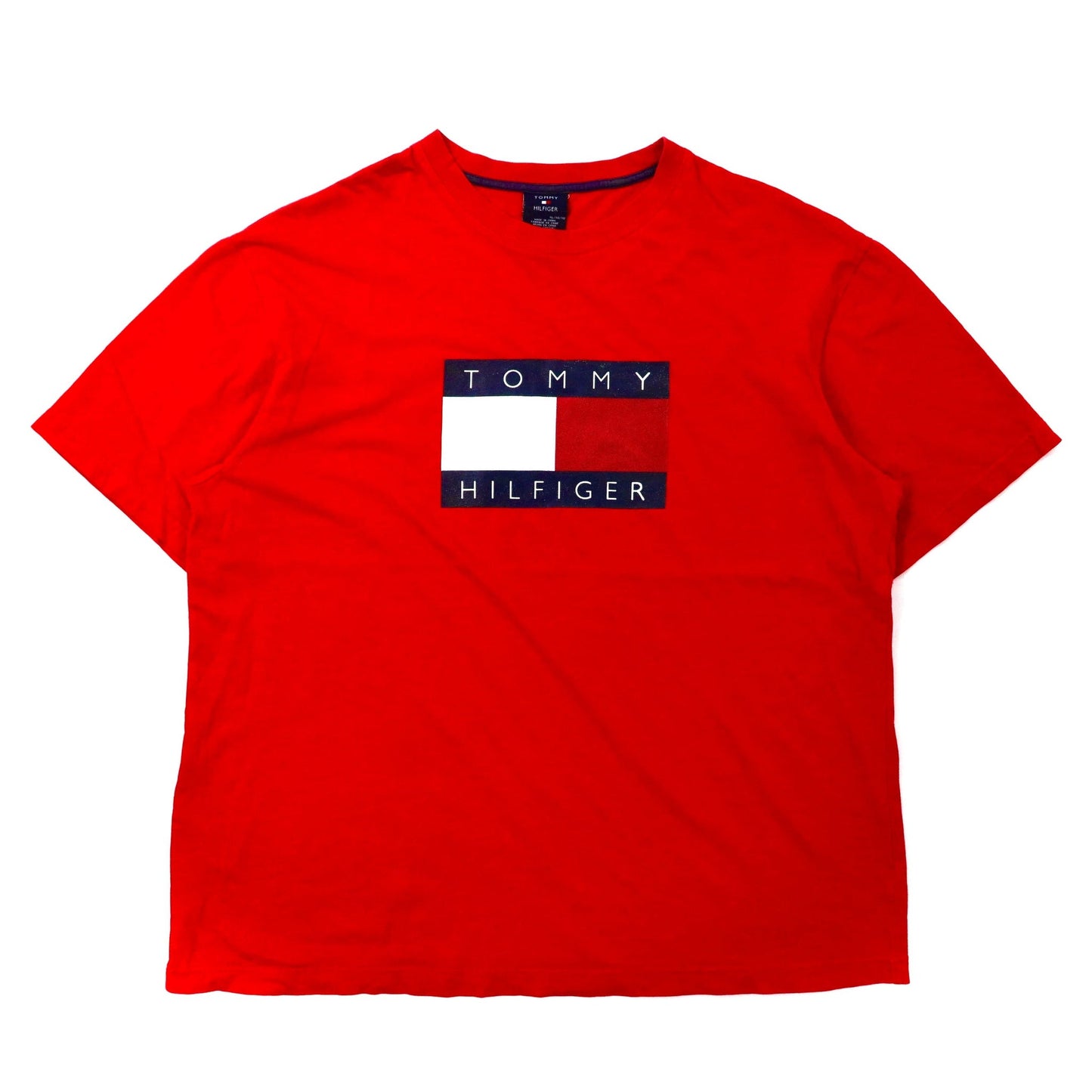 TOMMY HILFIGER ビッグサイズ ロゴプリントTシャツ XL レッド コットン フラッグロゴ-TOMMY HILFIGER-古着