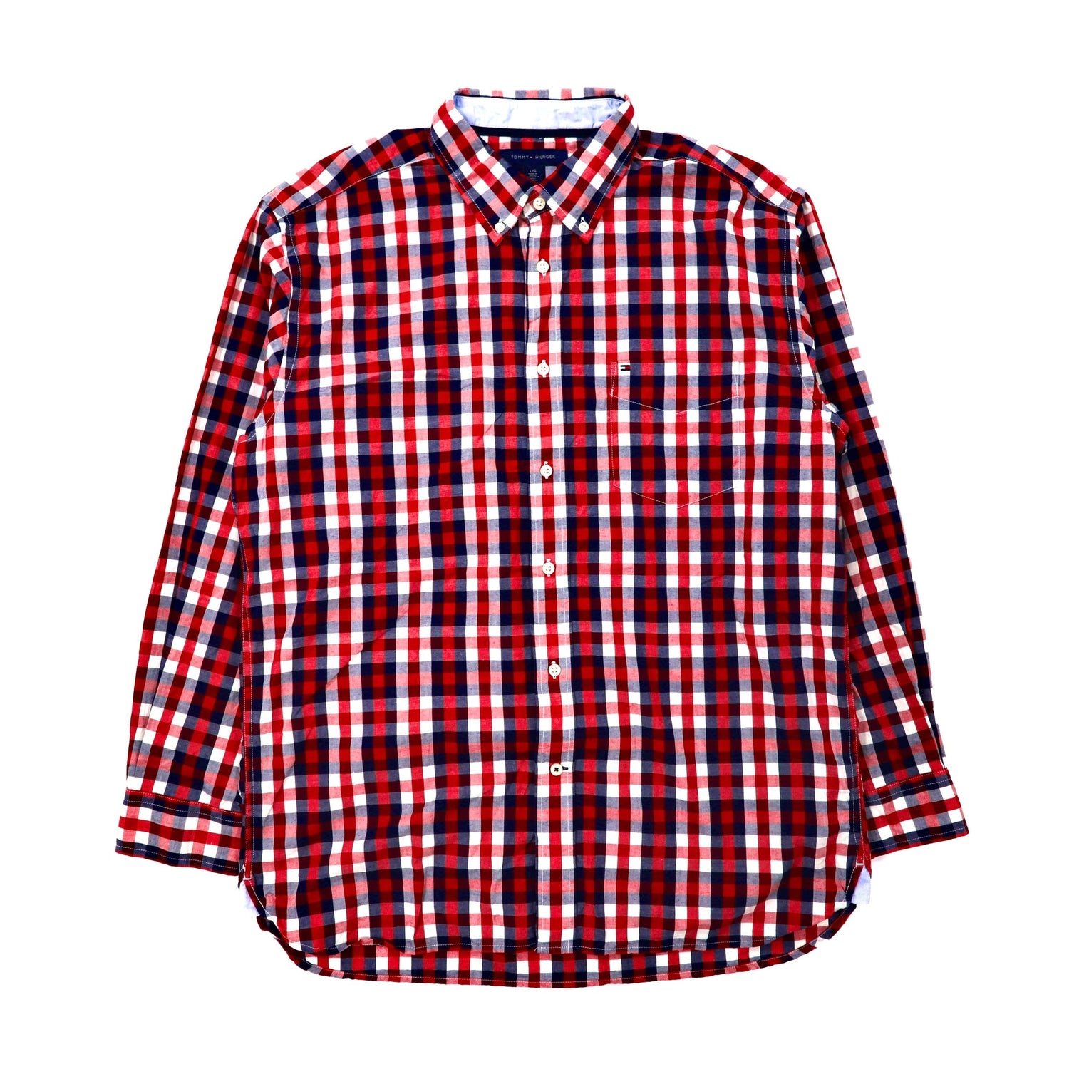 TOMMY HILFIGER ボタンダウンシャツ L レッド チェック コットン-TOMMY HILFIGER-古着