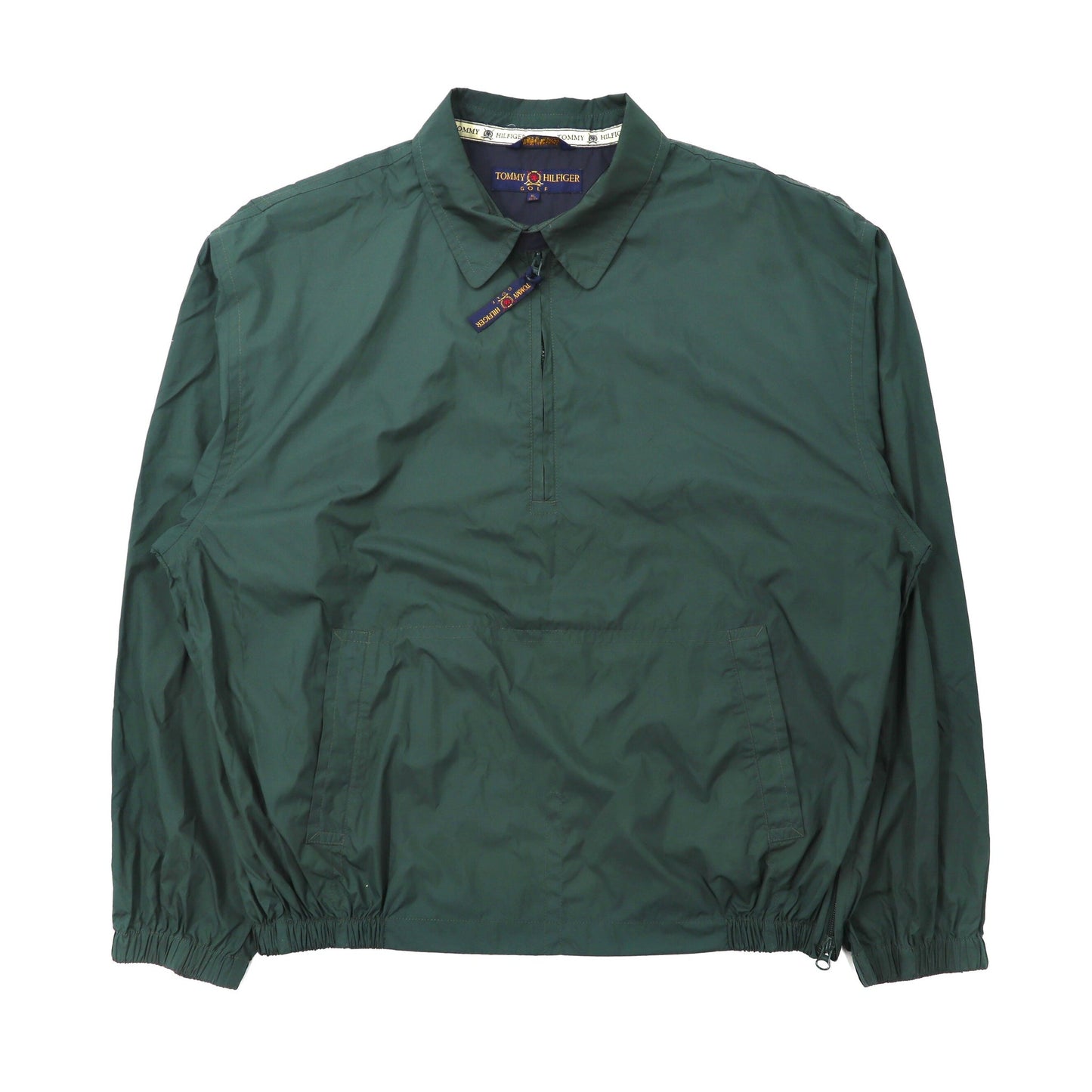 TOMMY HILFIGER half zip WINDBREAKER XL Green Big Size Side Slit