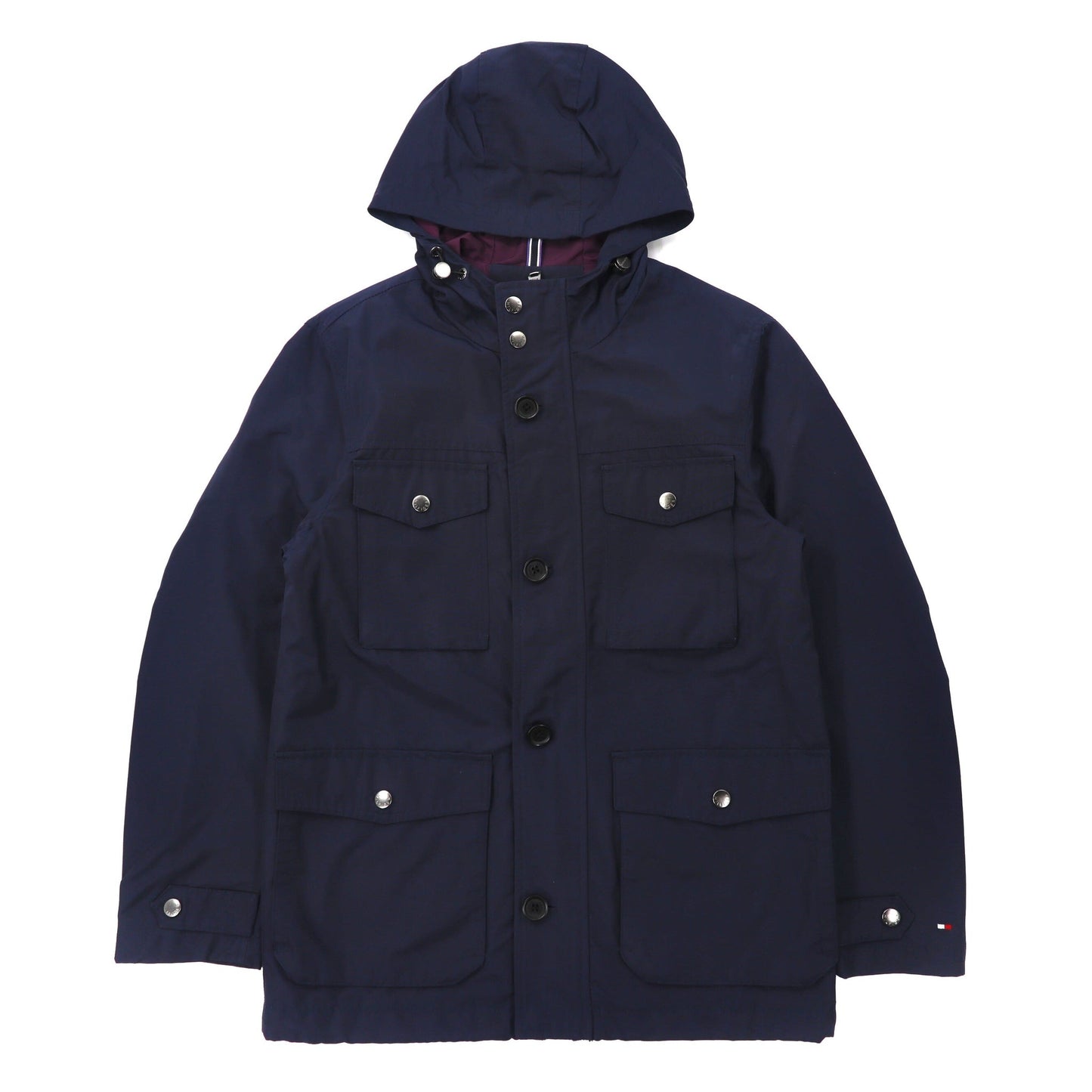 TOMMY HILFIGER フーデッドナイロンジャケット S ネイビー-TOMMY HILFIGER-古着