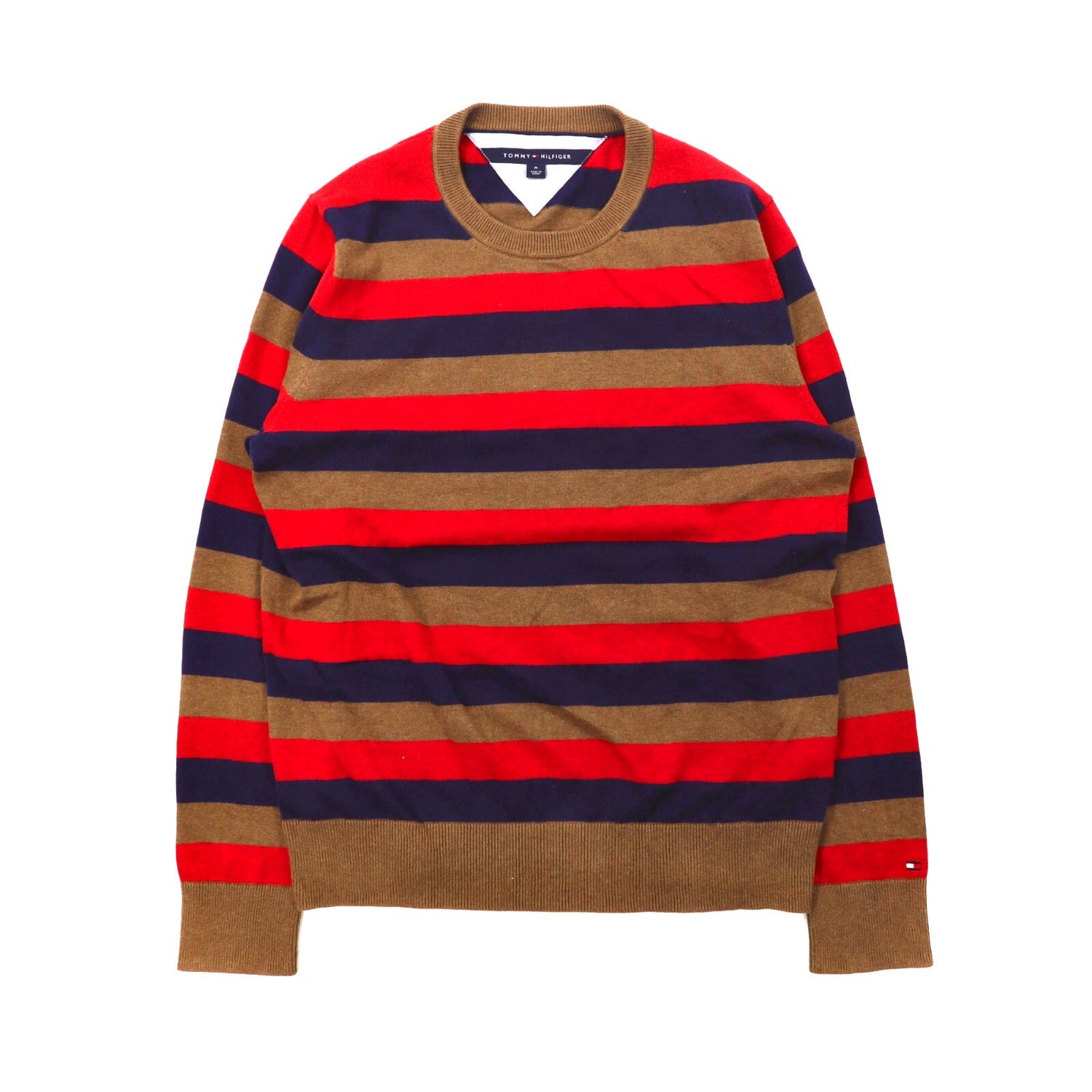 TOMMY HILFIGER Cotton knit sweater M brown – 日本然リトテ