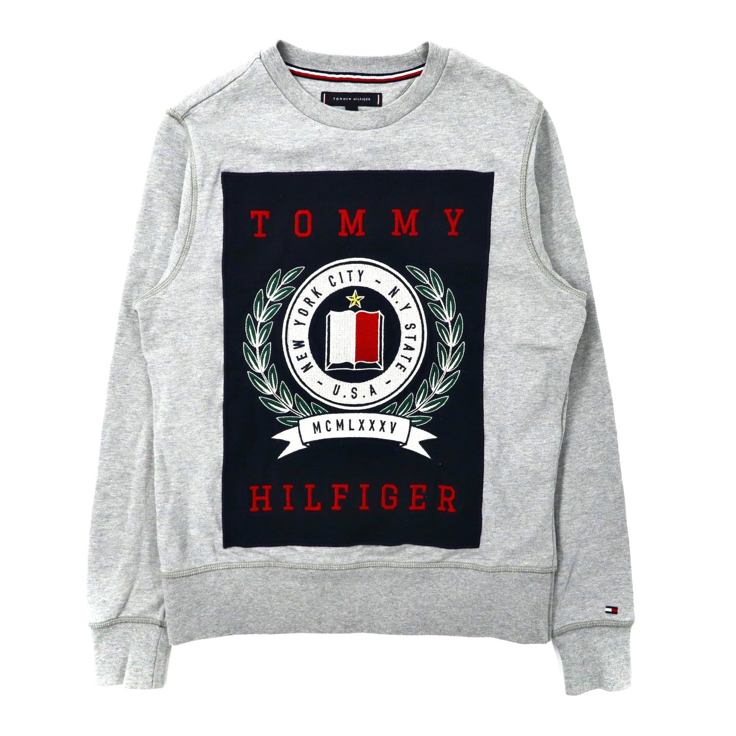 TOMMY HILFIGER クレストスウェットシャツ S グレー コットン MW0MW09466-TOMMY HILFIGER-古着