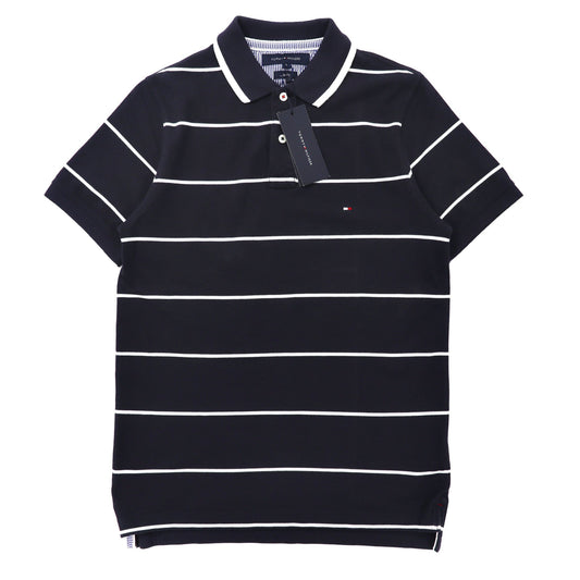 TOMMY HILFIGER ポロシャツ S ネイビー ボーダー コットン SLIM FIT-TOMMY HILFIGER-古着