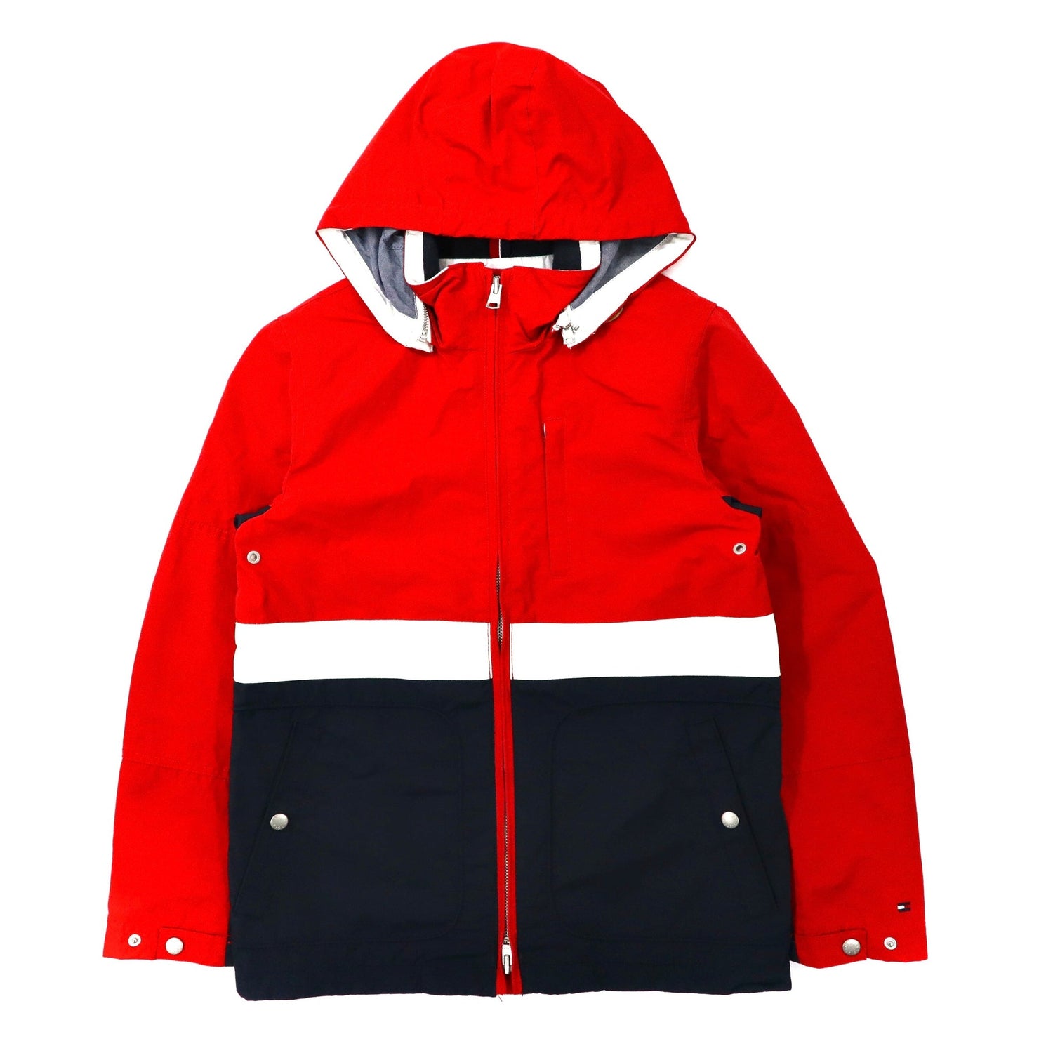 TOMMY HILFIGER Sailing Jacket M Red Tricolor Color Nylon Hoodie