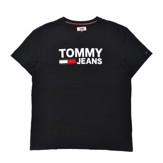 TOMMY JEANS Tシャツ XL ブラック コットン ロゴプリント-TOMMY JEANS-古着