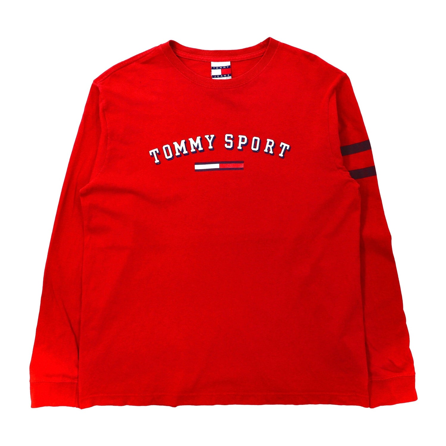 TOMMY JEANS ロングスリーブTシャツ S レッド コットン ビッグサイズ ロゴ 90年代 メキシコ製-TOMMY JEANS-古着