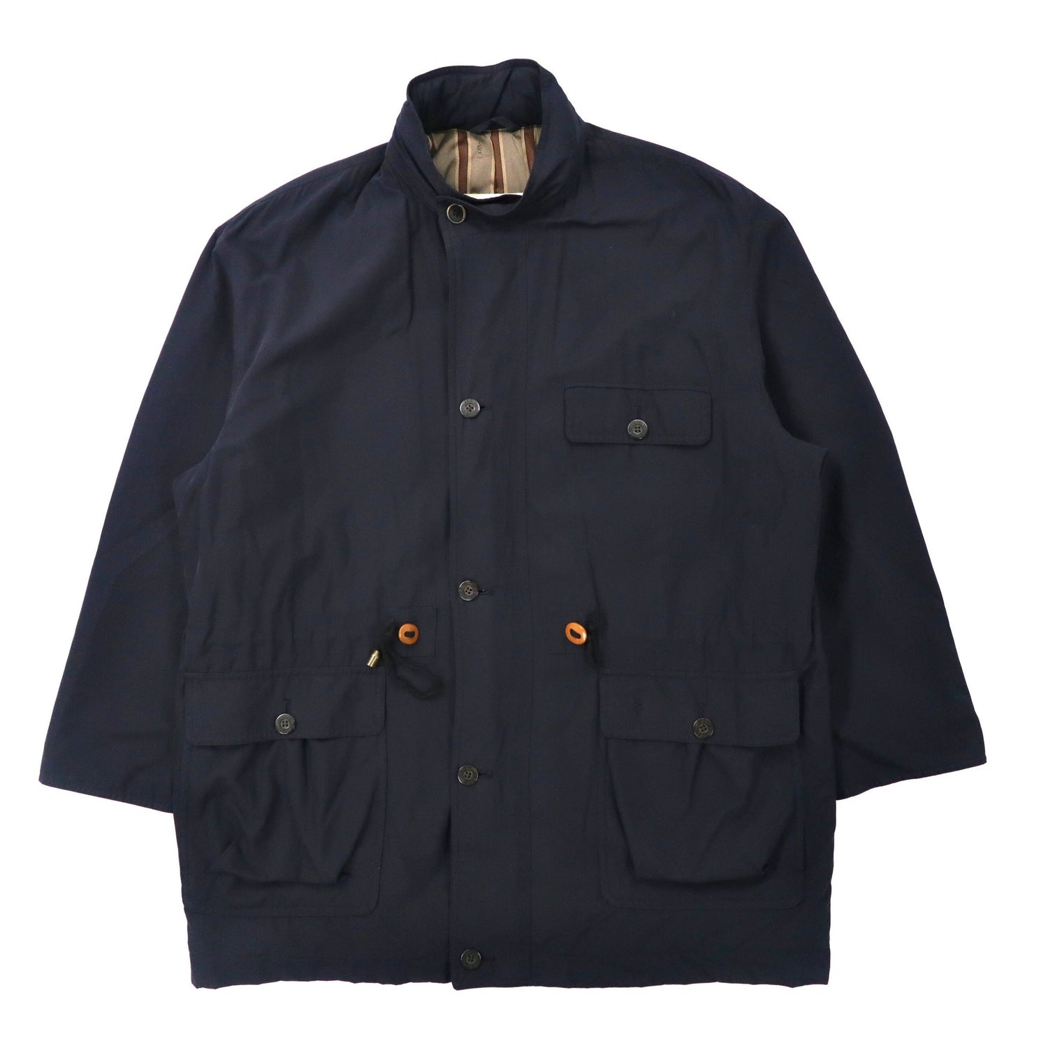 TRUSSARDI Over COAT L Navy polyester Hoodie Vintage 80s Japan MADE