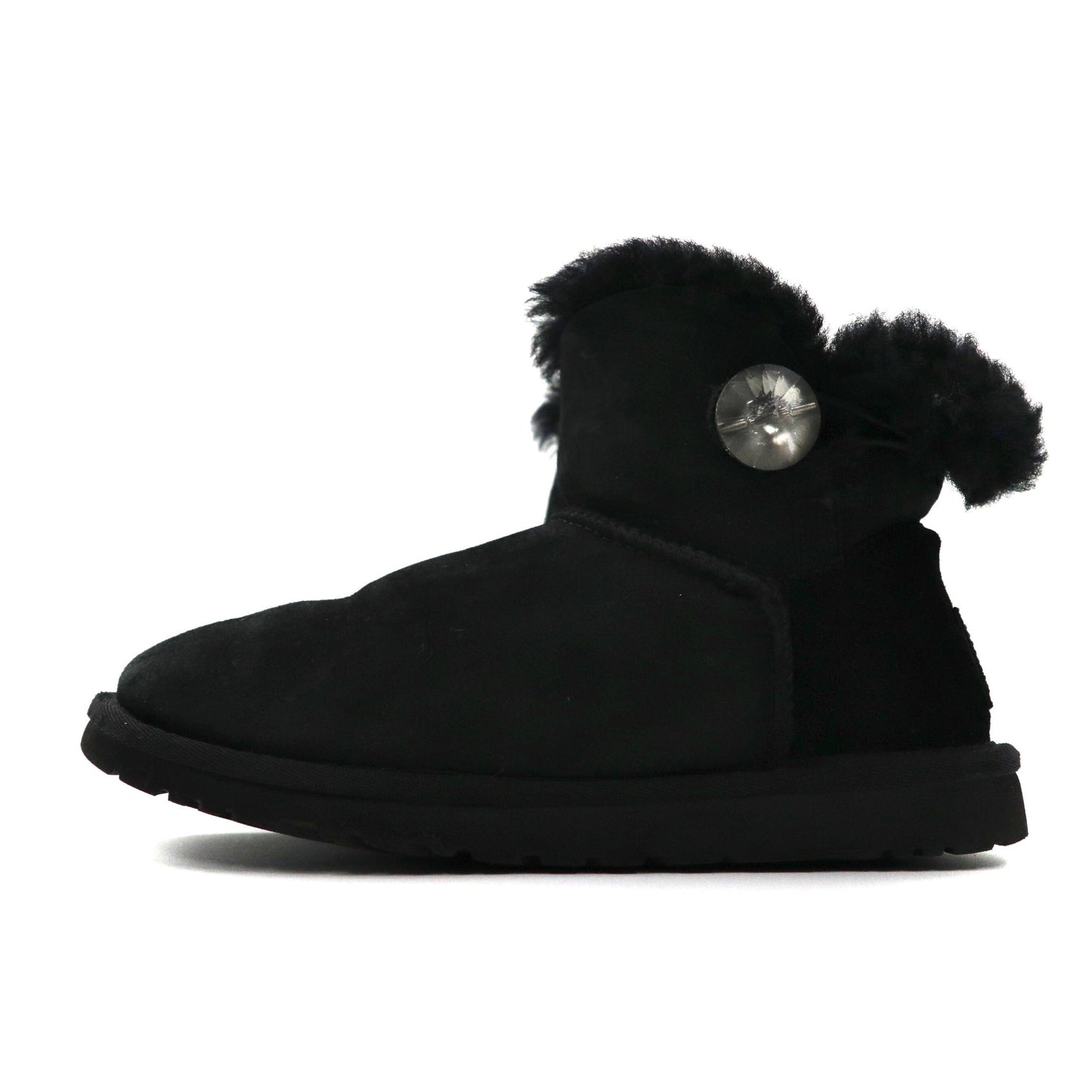 UGG Mouton Boots US6 Black Lamb Leather Mini Bailey Button Bling ...