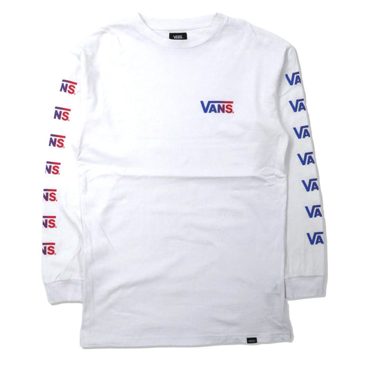 VANS ロングスリーブTシャツ L ホワイト コットン ロゴプリント 袖ロゴ Gradation L/S T-Shirts VA17FW-MT03-VANS-古着