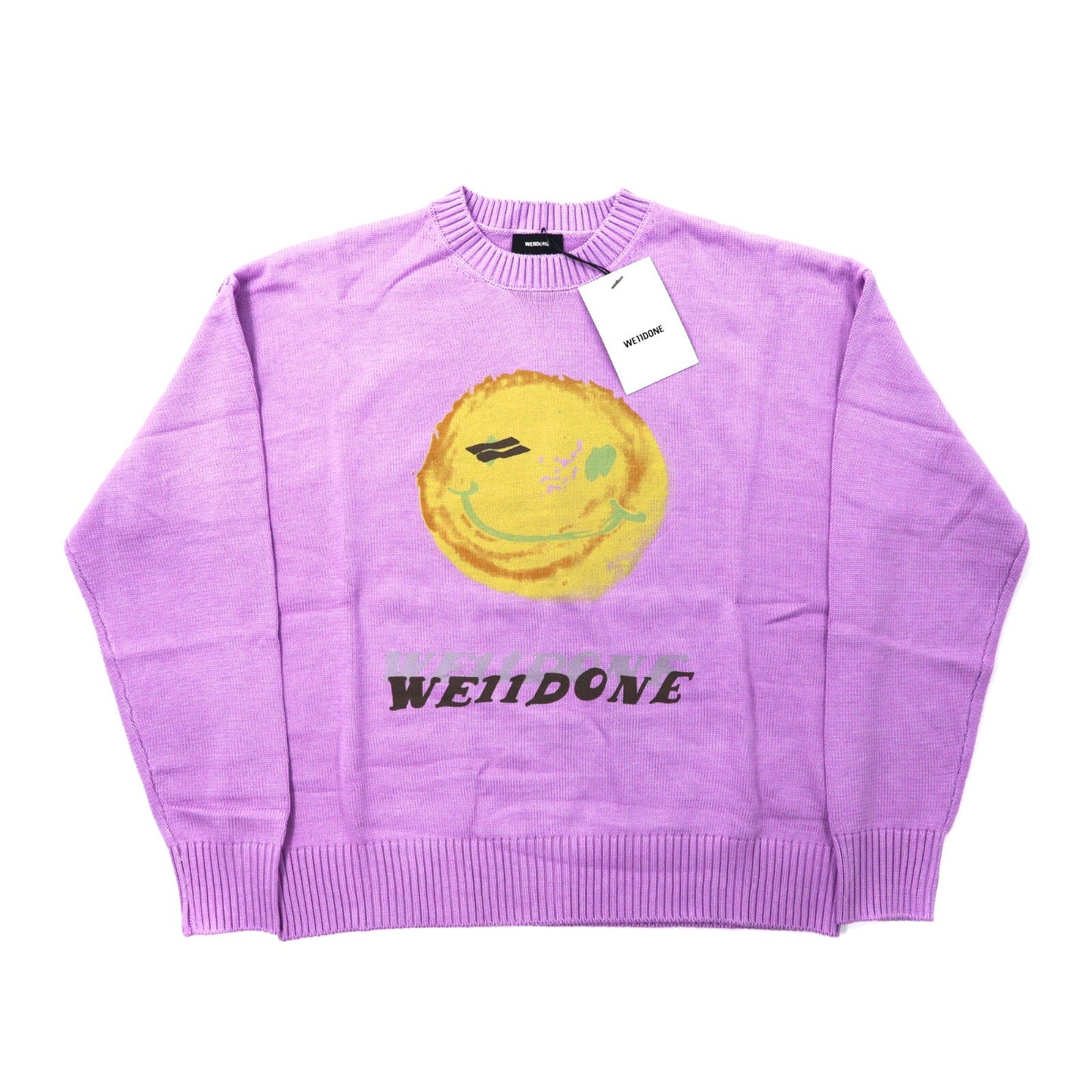 WE11DONE セーター L パープル PRINTED KNIT SWEATER 未使用品-WE11DONE-古着