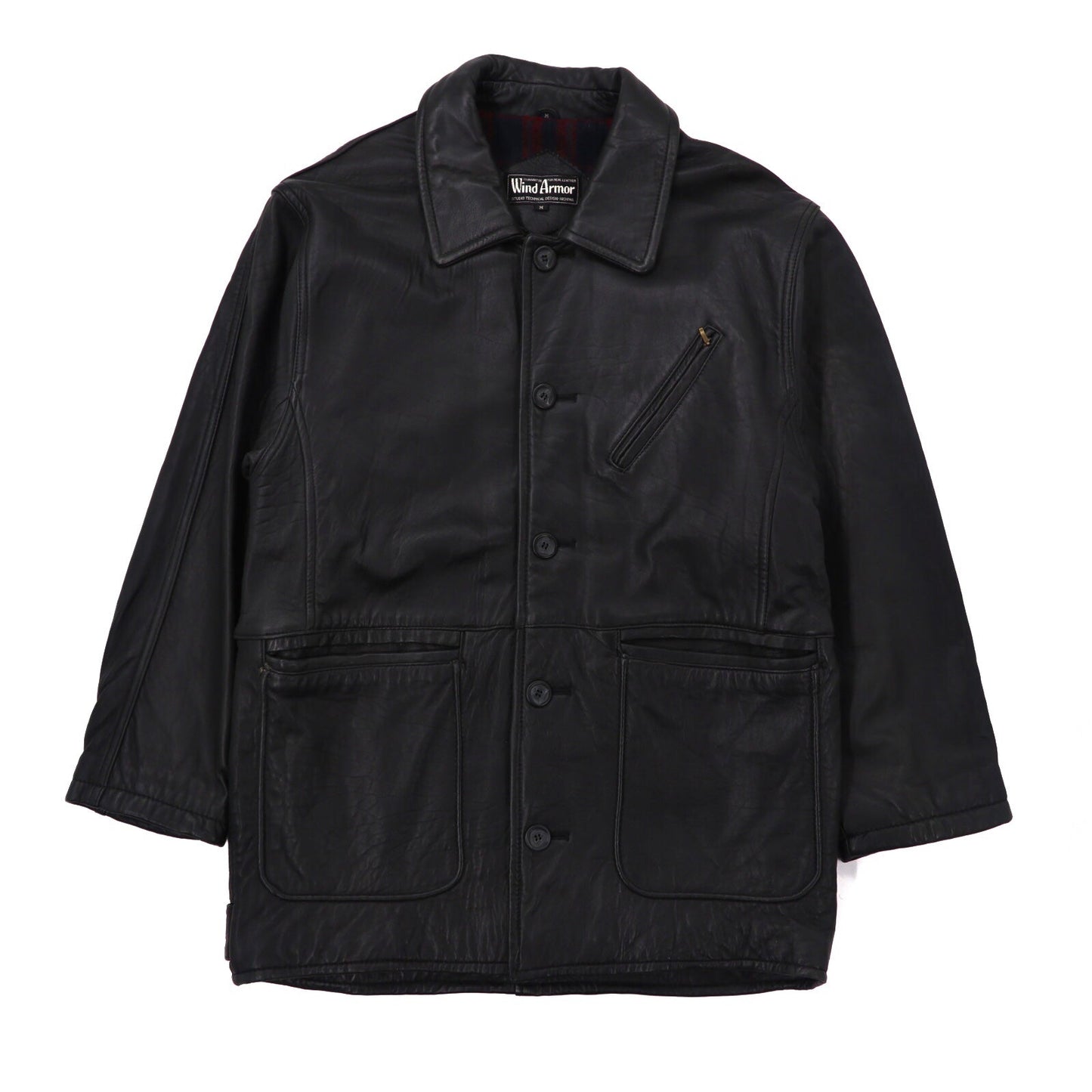WIND ARMOR Leather Jacket Car Coat M Black Leather – 日本然リトテ