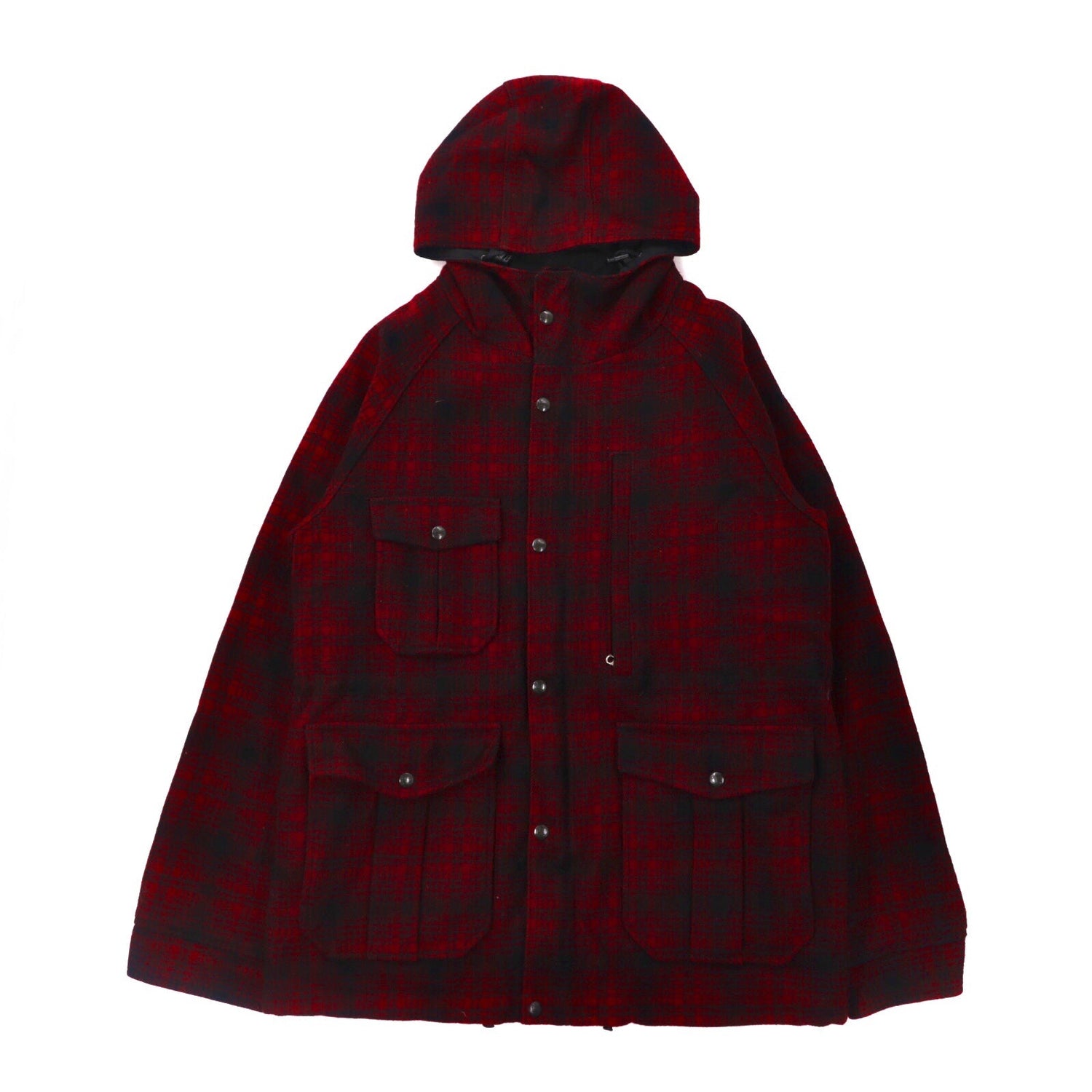 Woolrich Melton Hooded Jacket M Red Check Nepentes Made in USA