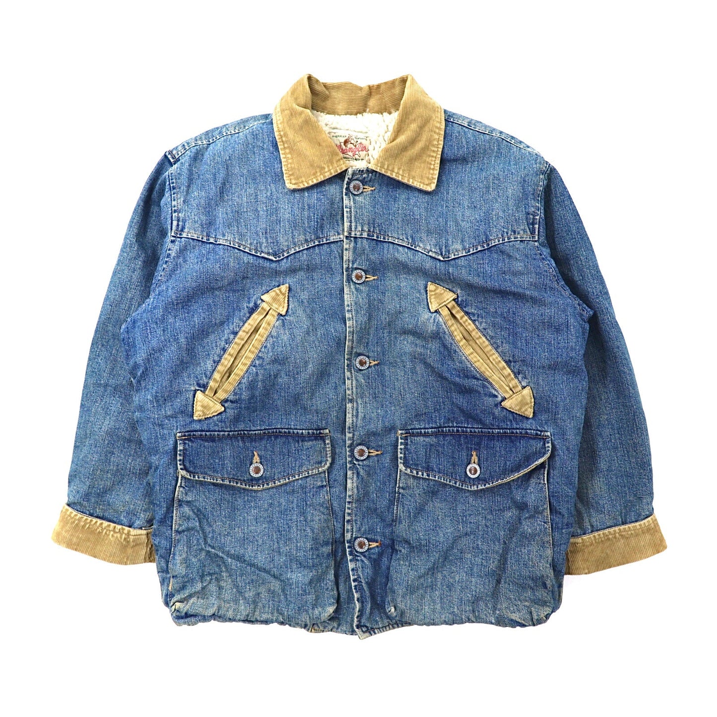 WRANGLER Lunch Coat Boa Denim Jacket M Blue Wrange Coat 80's Made ...