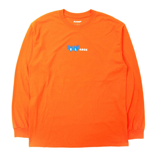 X-LARGE ロゴプリント ロングスリーブTシャツ L オレンジ コットン 両面プリント-XLARGE-古着
