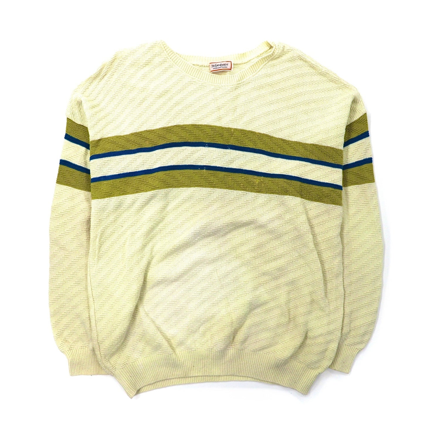 Yves Saint Laurent Crewneck Sweater L White Cotton Knit – 日本然リトテ