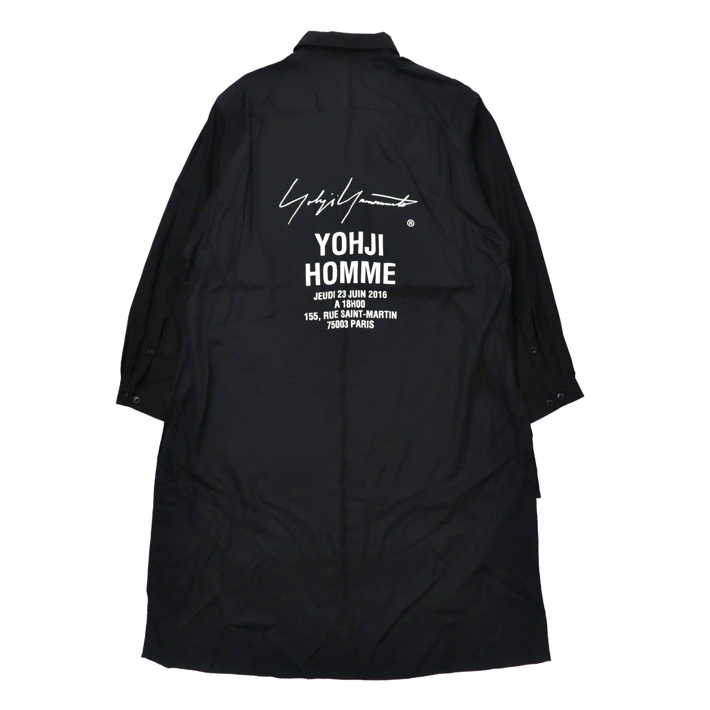 YOHJI YAMAMOTO Staff Shirt 3 Black Cupro Staff Shirt 2018 Model Japan MADE