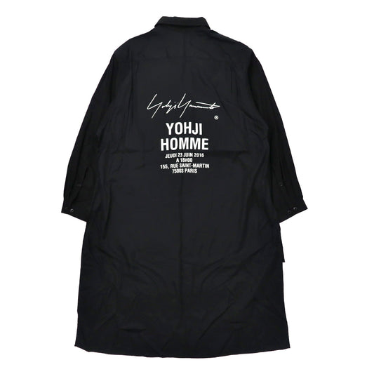 Yohji Yamamoto キュプラクロス スタッフシャツ 3 ブラック Cupro Staff Shirt 日本製-Yohji Yamamoto-古着