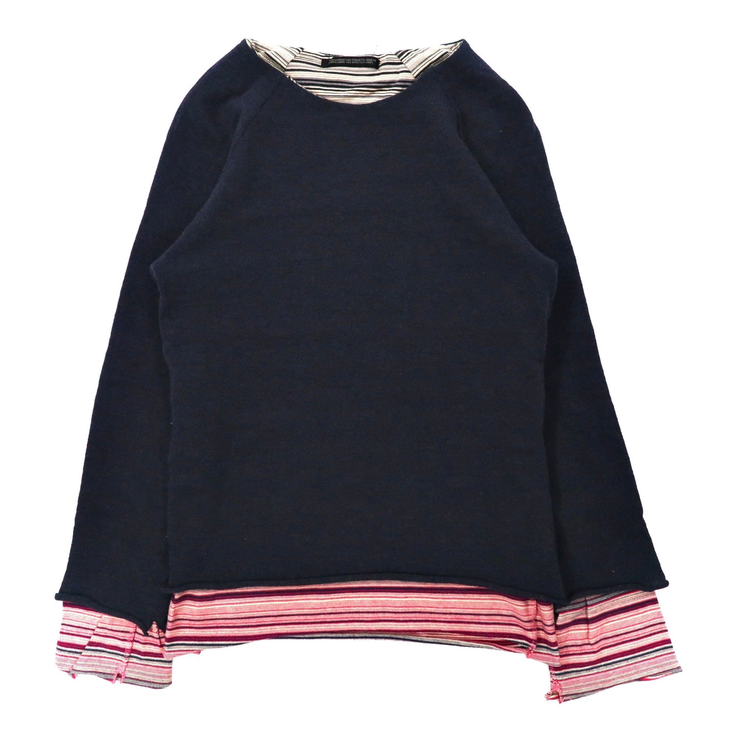 Y's YOHJI YAMAMOTO Layered Knit Sweater 3 Navy Wool YT-T06-850