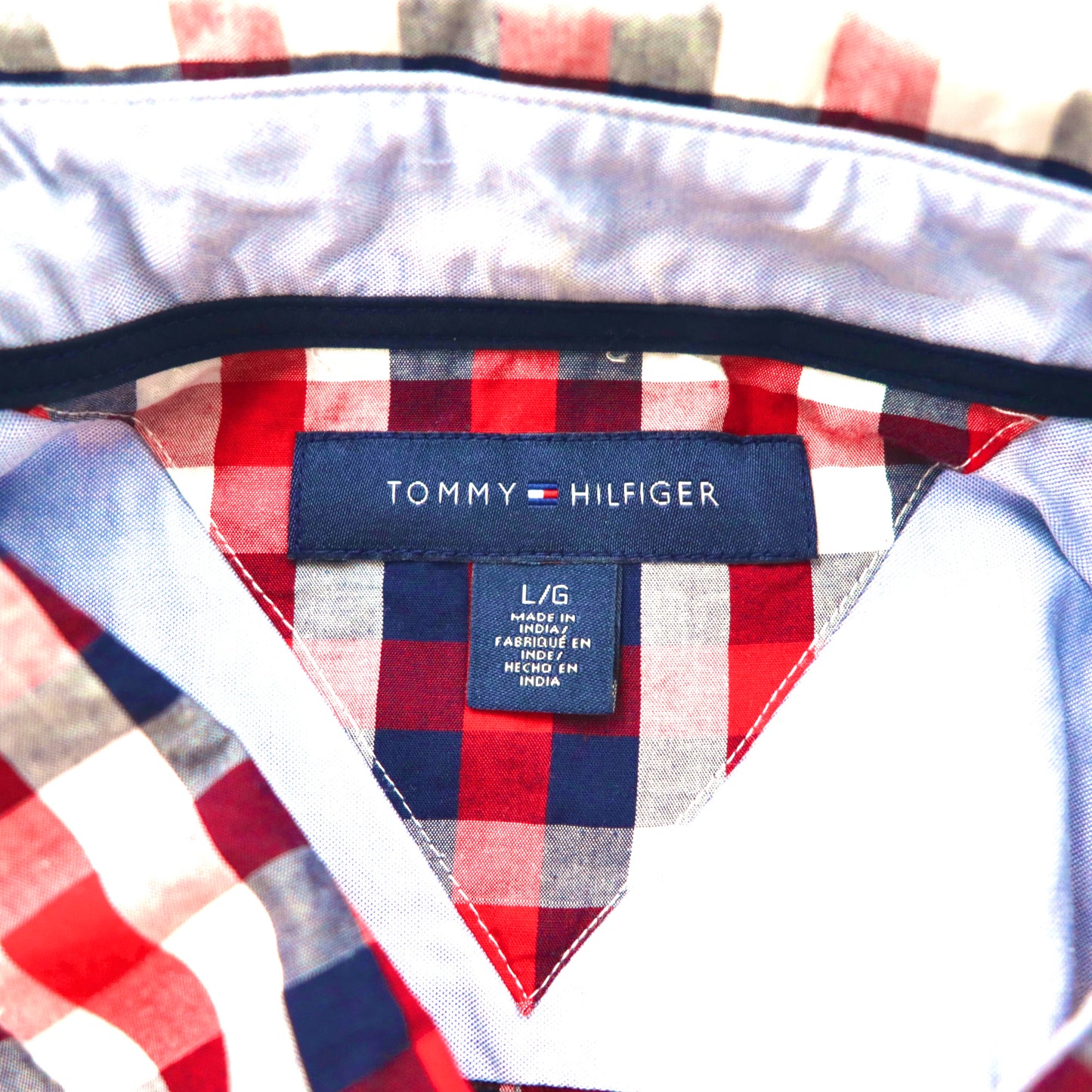 TOMMY HILFIGER ボタンダウンシャツ L レッド チェック コットン