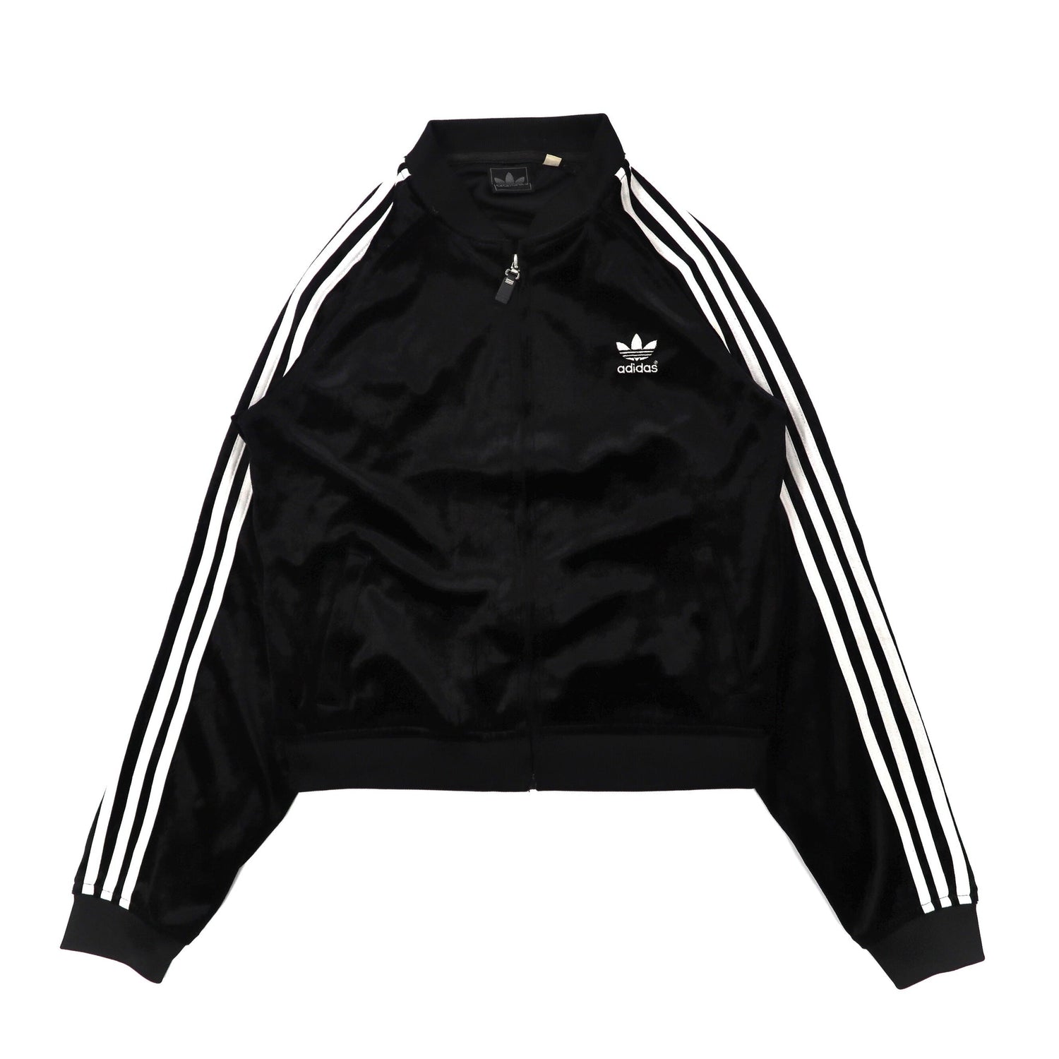 Adidas Velour Track Jacket L Black Trofoil Logo 3 Striped – 日本然 