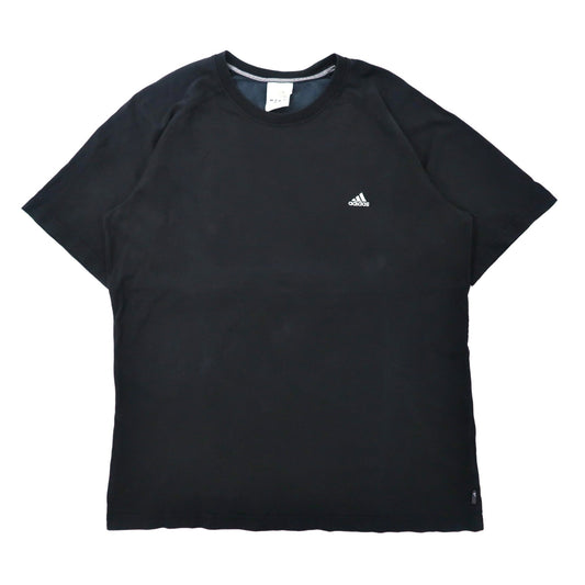 adidas ビッグサイズTシャツ 4XO ブラック コットン ワンポイントロゴ刺繍 00年代-adidas-古着