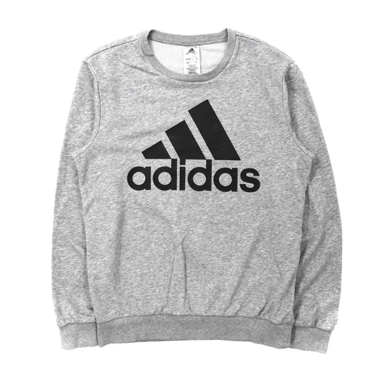 adidas クルーネックスウェット M グレー コットン ロゴプリント-adidas-古着