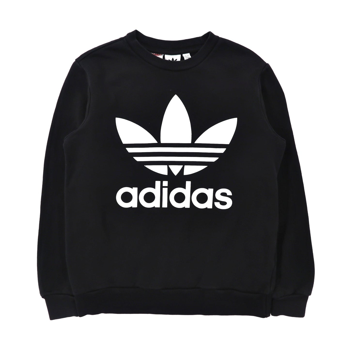 adidas originals クルーネックスウェット 158 ブラック コットン トレフォイルロゴ-adidas originals-古着