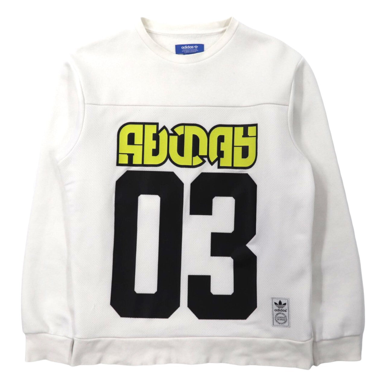 adidas originals メッシュ切替スウェット XS ホワイト ナンバリング WINTER CREW SWEATSHIRT BS2626-adidas originals-古着