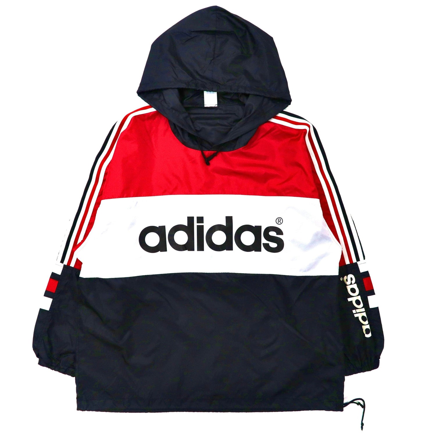 Adidas Pullover Nylon HOODIE M-L Multicolor 3 Striped Slog