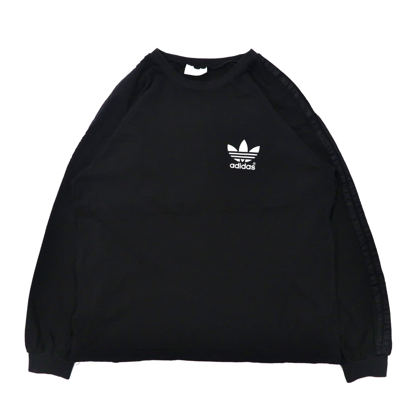 Adidas Long Sleeve Tee T-Shirt L Black 90s Cotton 3 Striped Logo 