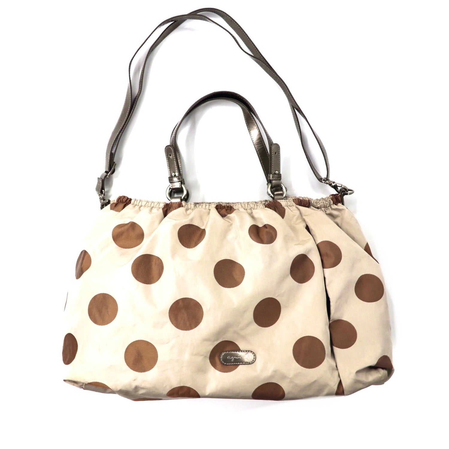 agnes.b Voyage 2way nylon shoulder bag handbag polka dot brown ...
