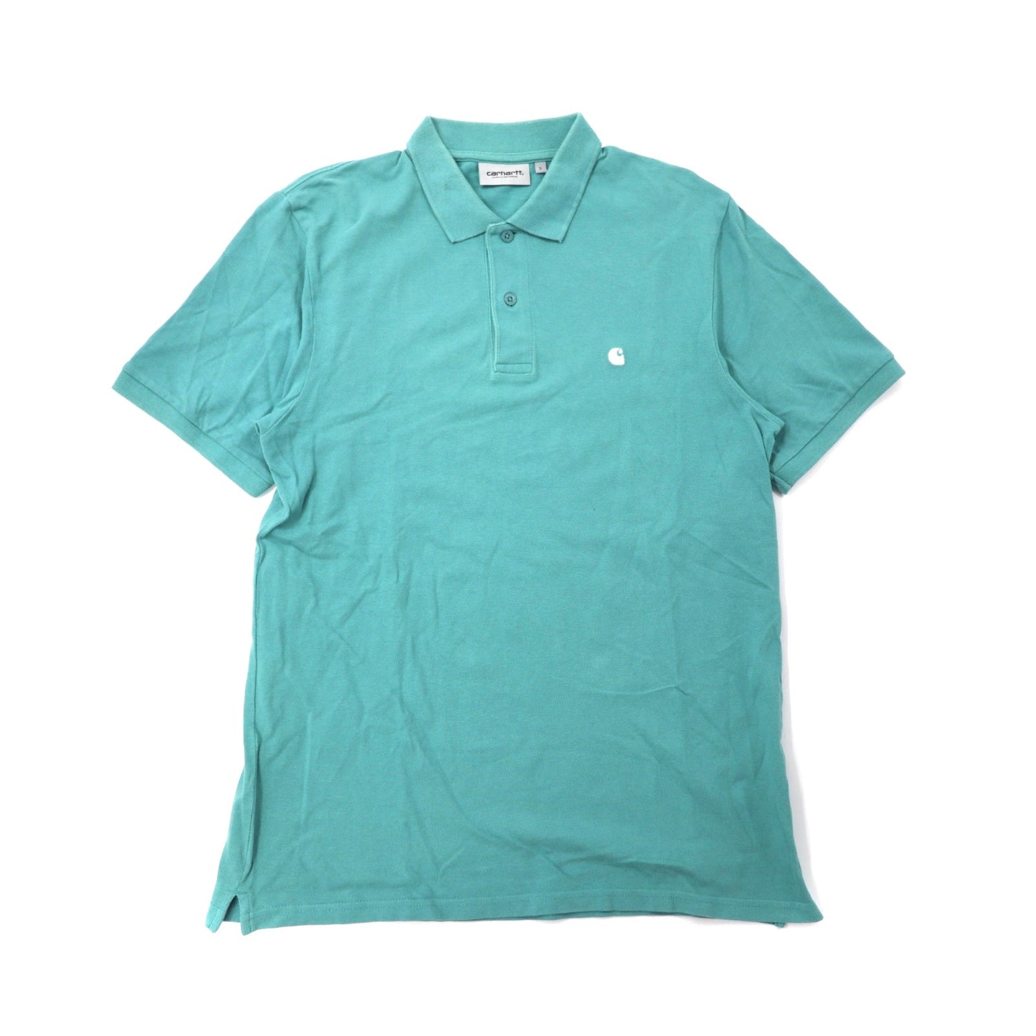 carhartt WIP ポロシャツ S グリーン ワンポイントロゴ刺繍-carhartt-古着