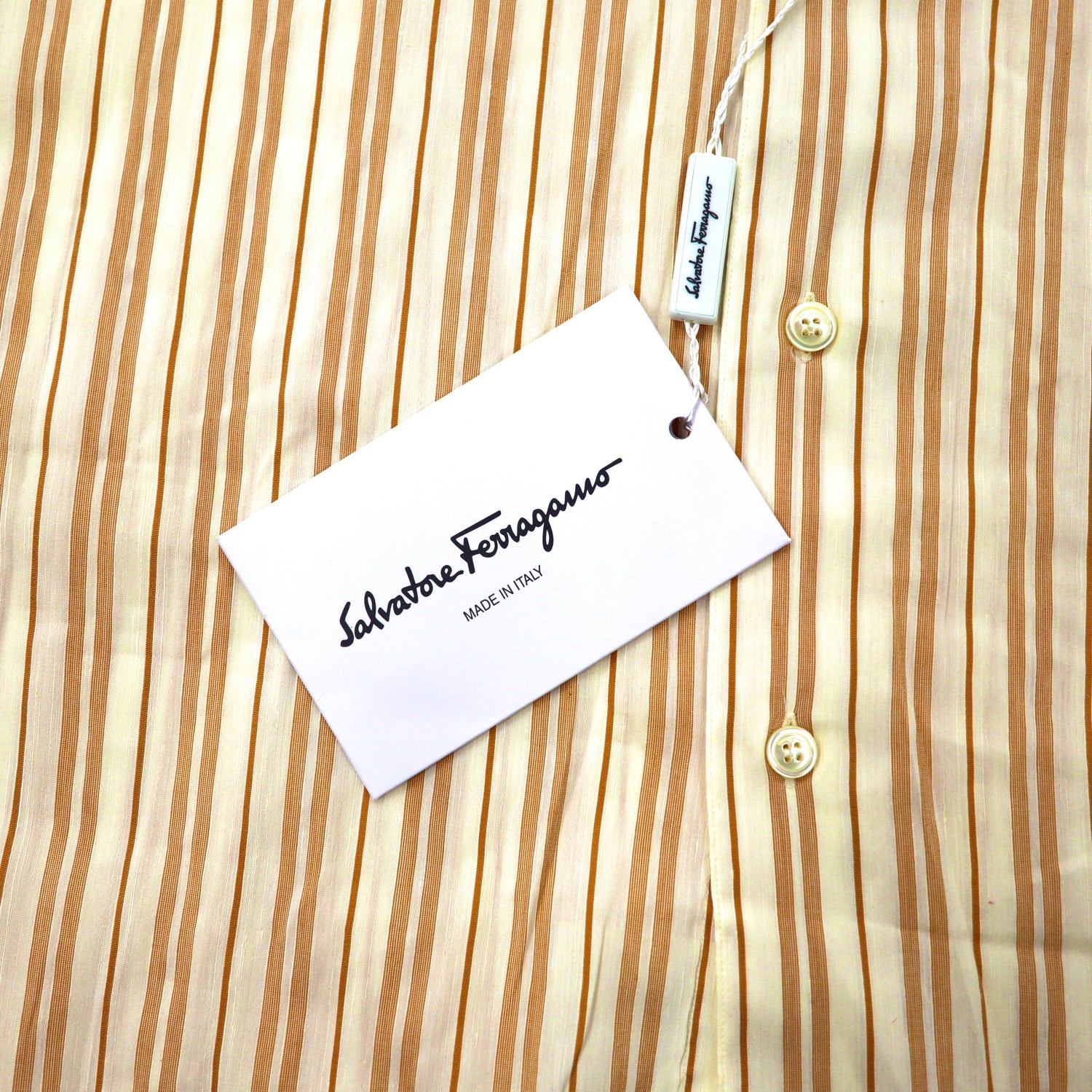 Salvatore Ferragamo Shirt M Beige Striped Linen Silk Mixed – 日本