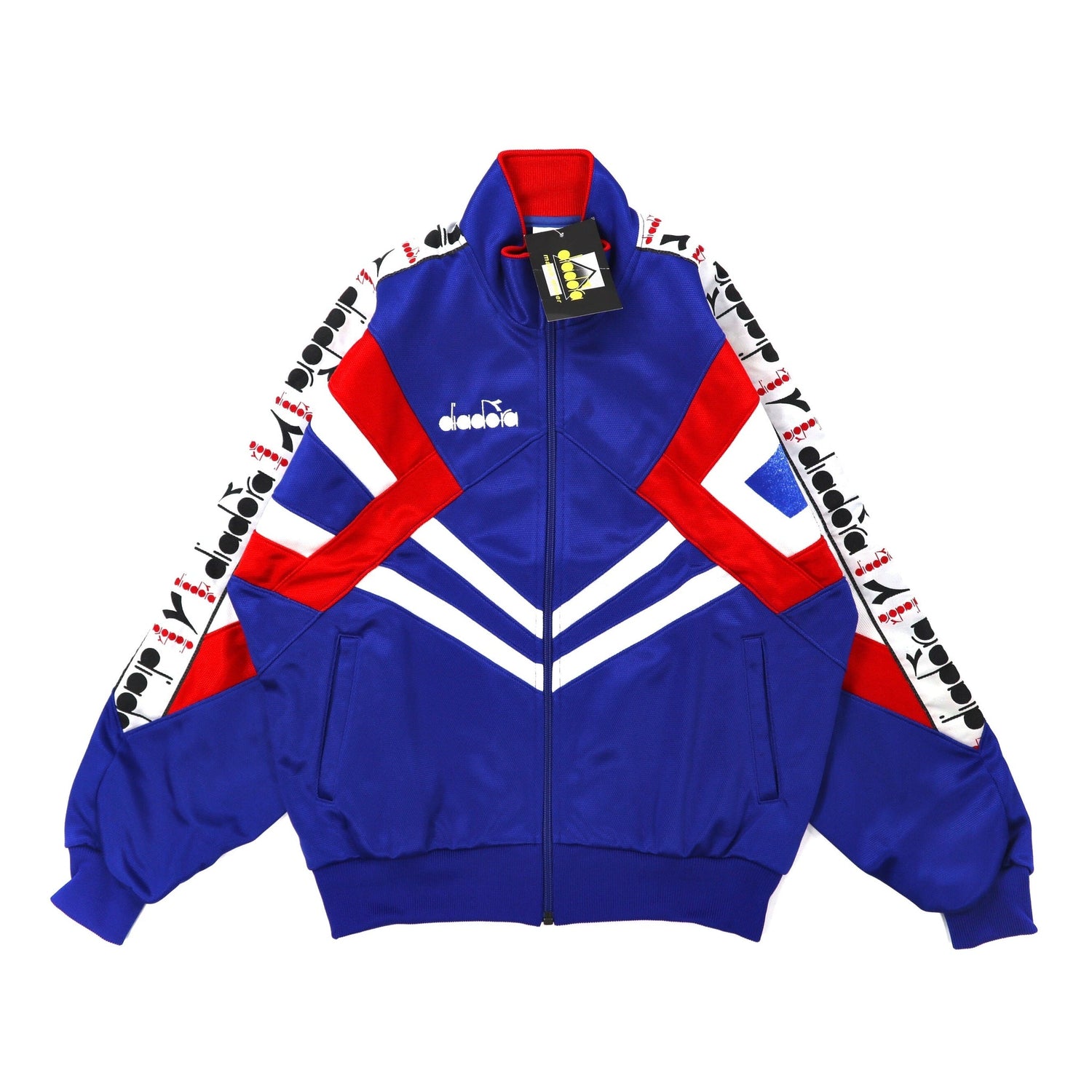 DIADORA TRACK JACKET S Blue Polyester side line logo embroidery