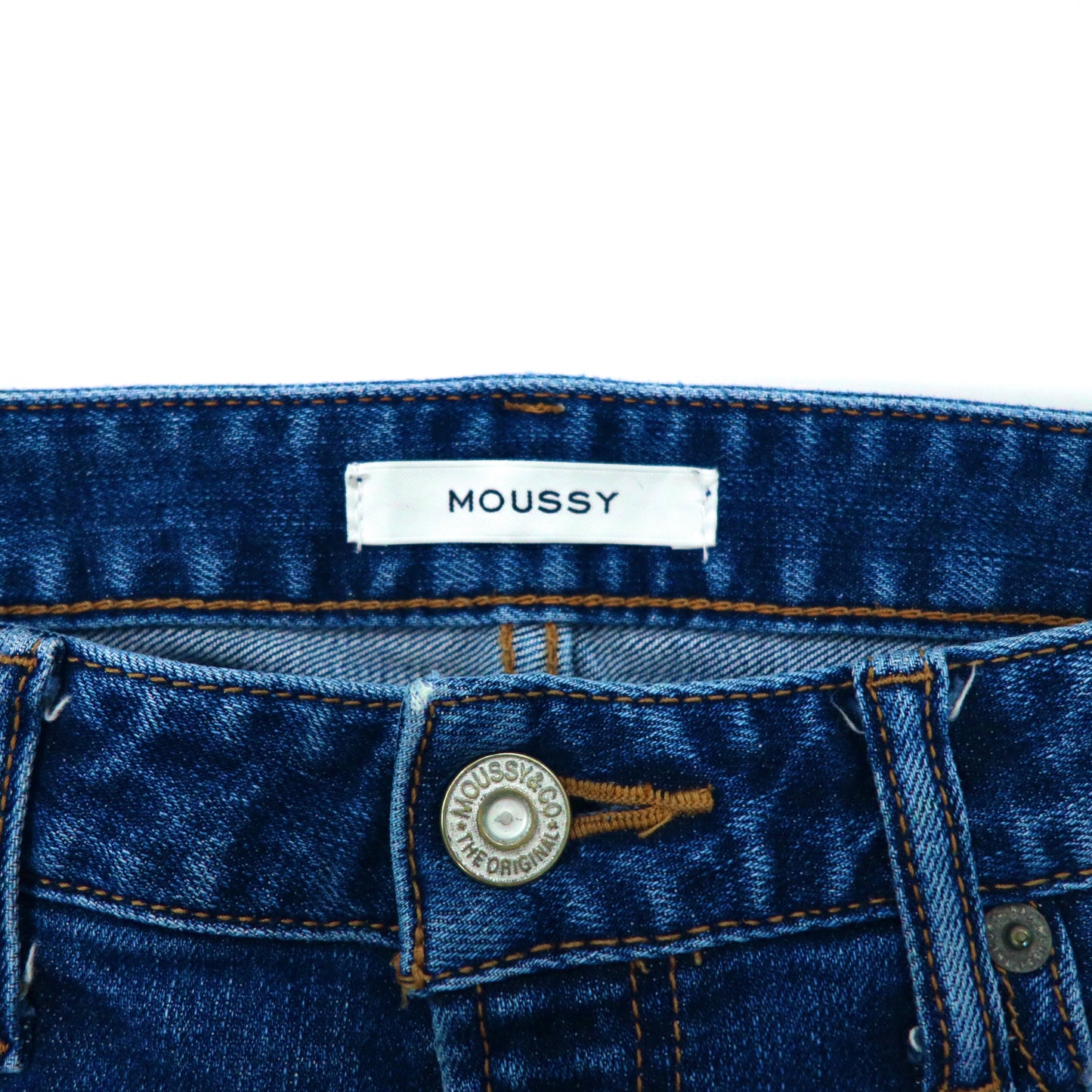 MOUSSY フリンジクロップドスキニー ダメージ加工デニムパンツ