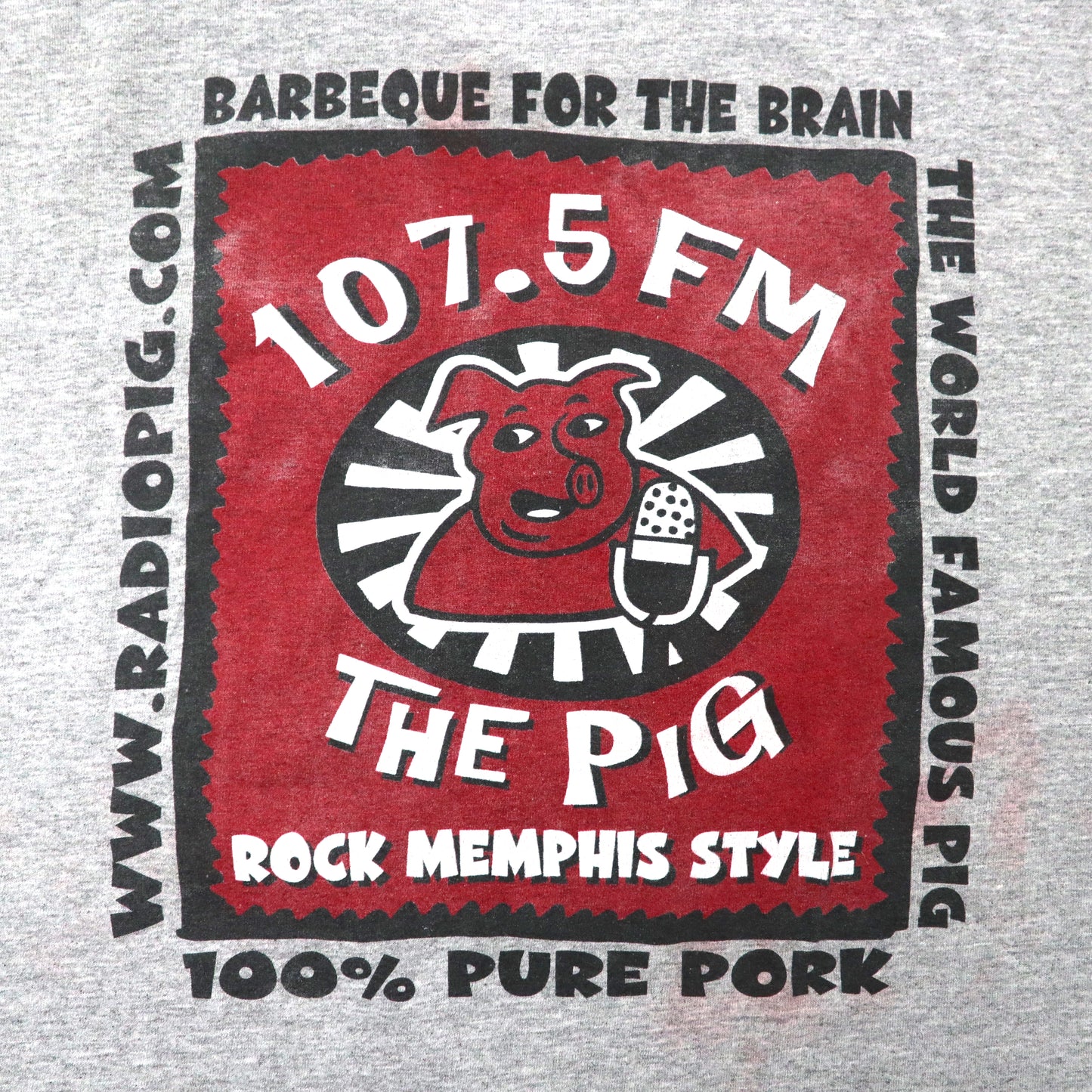 USA製 ビッグサイズ プリントTシャツ XL グレー コットン 両面プリント Aloreボディ THE PIG RADIO STATION 90年代