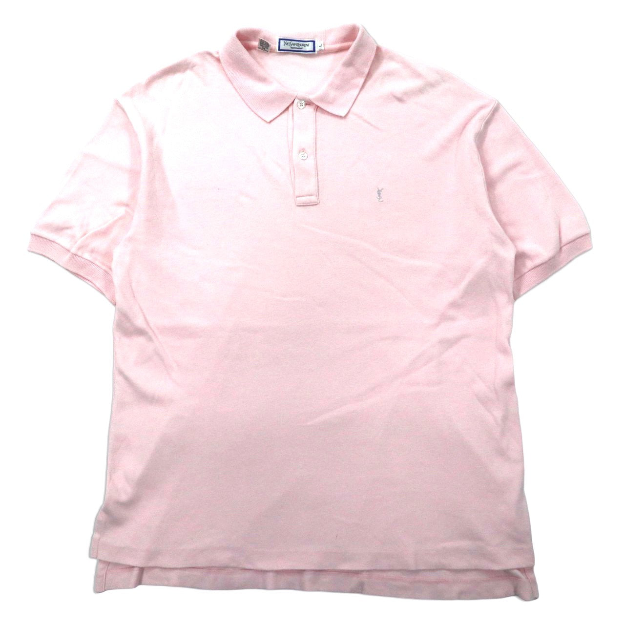 YVES SAINT LAURENT ポロシャツ L ピンク コットン YSL ワンポイントロゴ刺繍 オールド