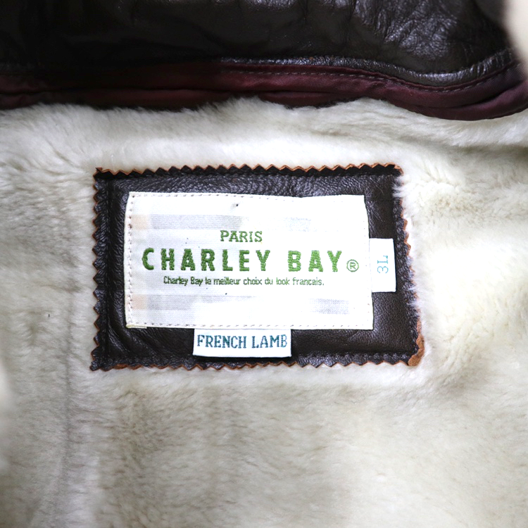 CHARLEY BAY G-1 レザーフライトジャケット 3L ブラウン フレンチラムレザー 羊革 ボアライナー着脱式