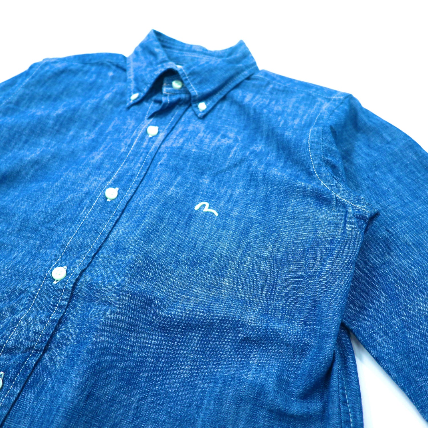 EVISU Button Puffer Shirt 38 Blue Logo Embroidery – 日本然リトテ