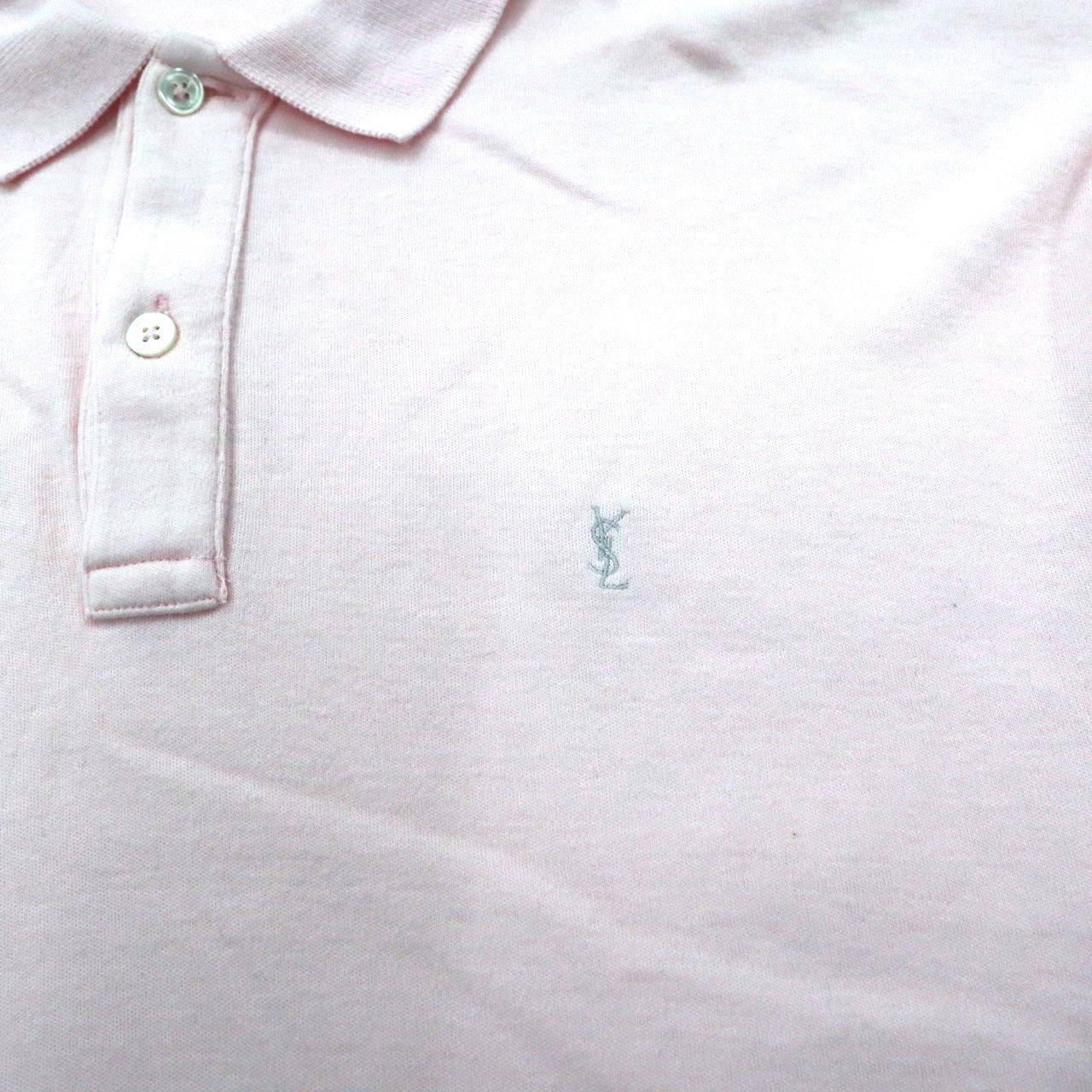 YVES SAINT LAURENT ポロシャツ L ピンク コットン YSL ワンポイントロゴ刺繍 オールド
