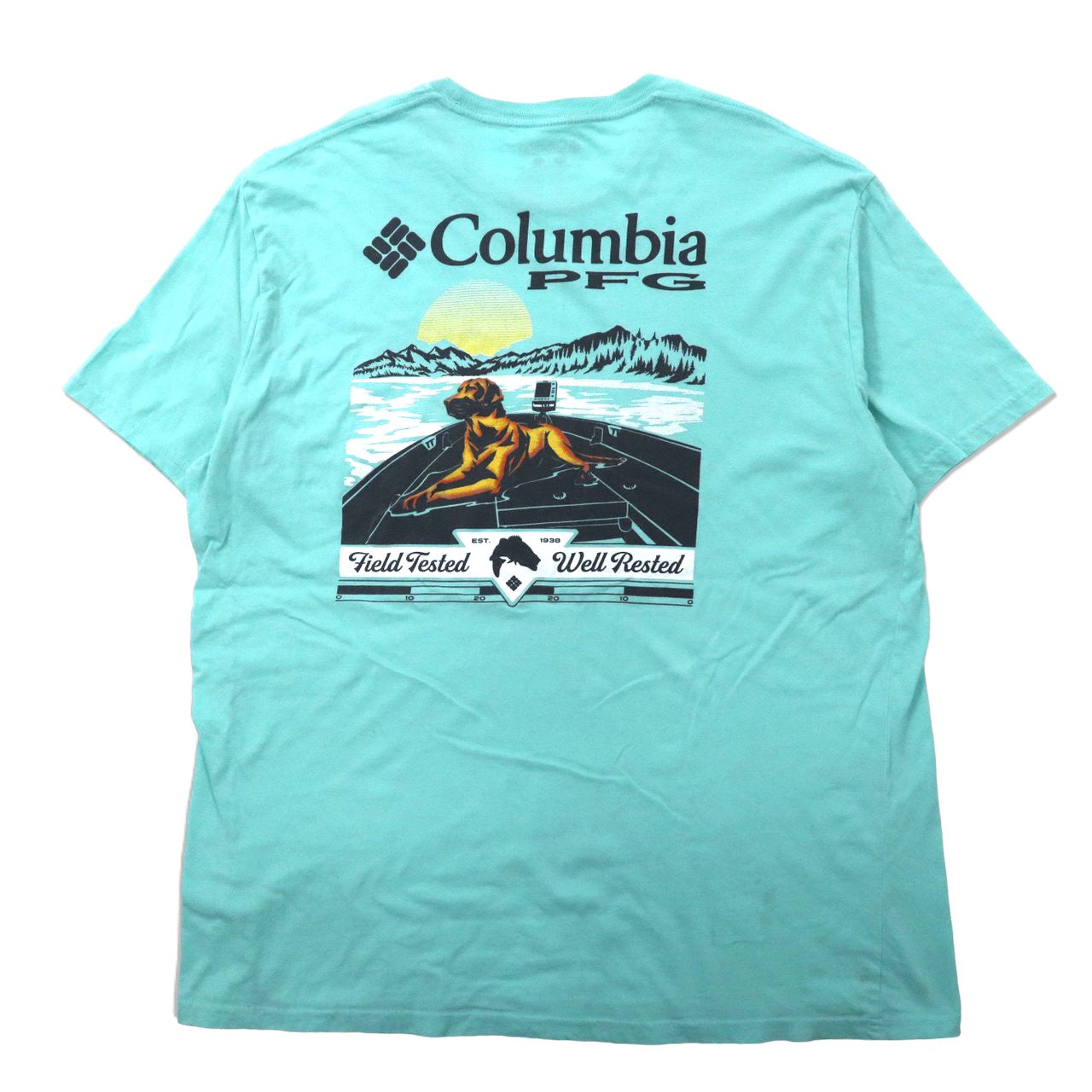 Columbia PFG ビッグサイズ プリントTシャツ XXL ブルー コットン バックプリント