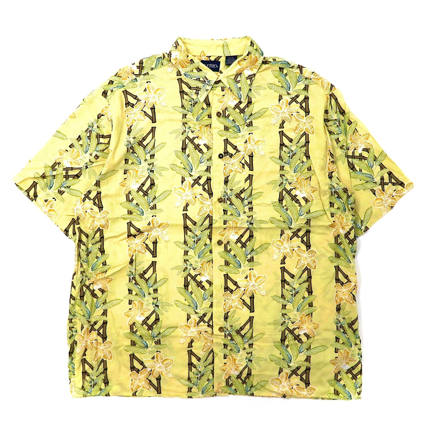 puritan ビッグサイズ アロハシャツ XL イエロー レーヨン 花柄 90年代