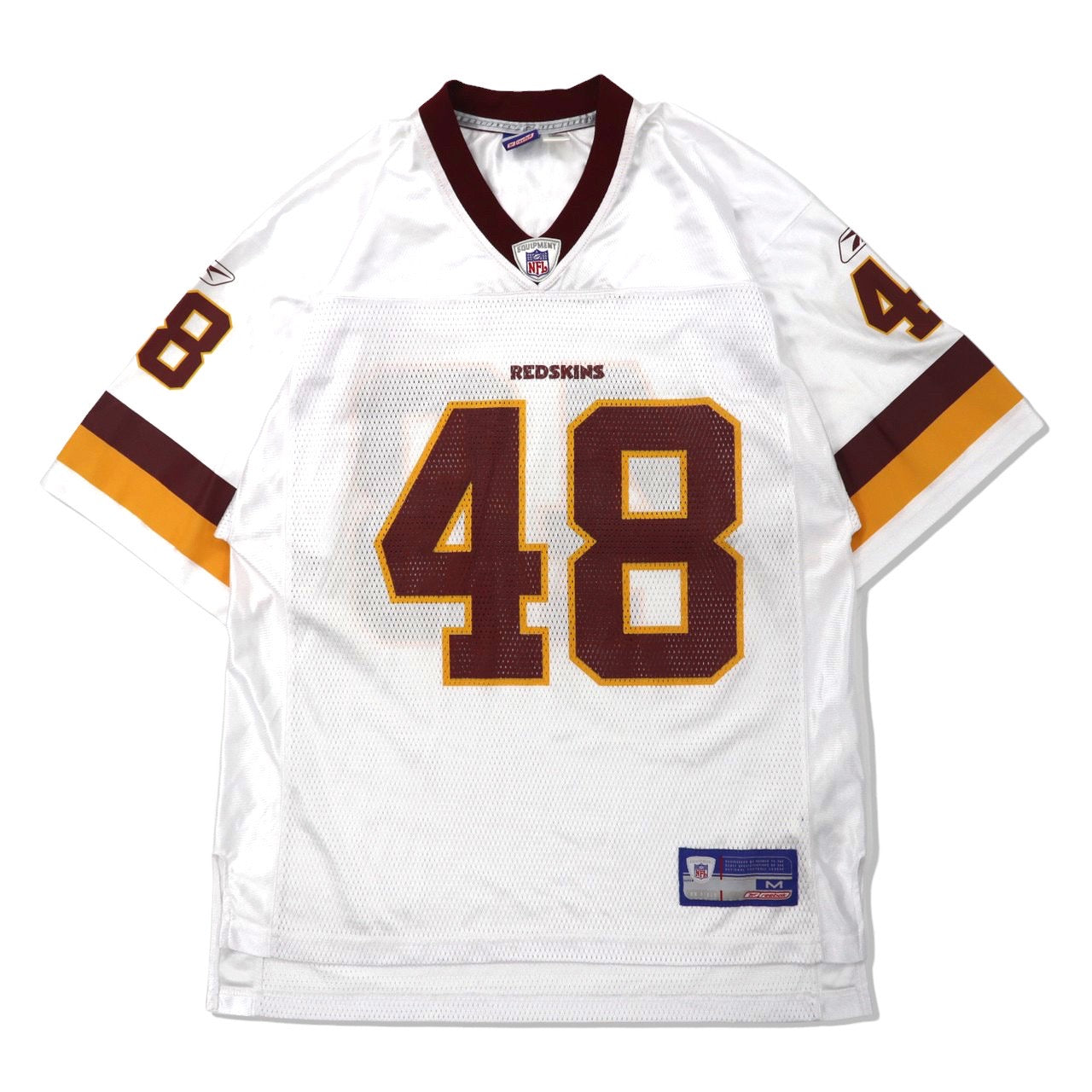 reebok ゲームシャツ M ホワイト ポリエステル ナンバリング NFL Washington Redskins-Reebok-古着